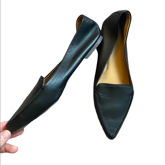 J. Crew Black Soft Leather Pointed Tor Flats